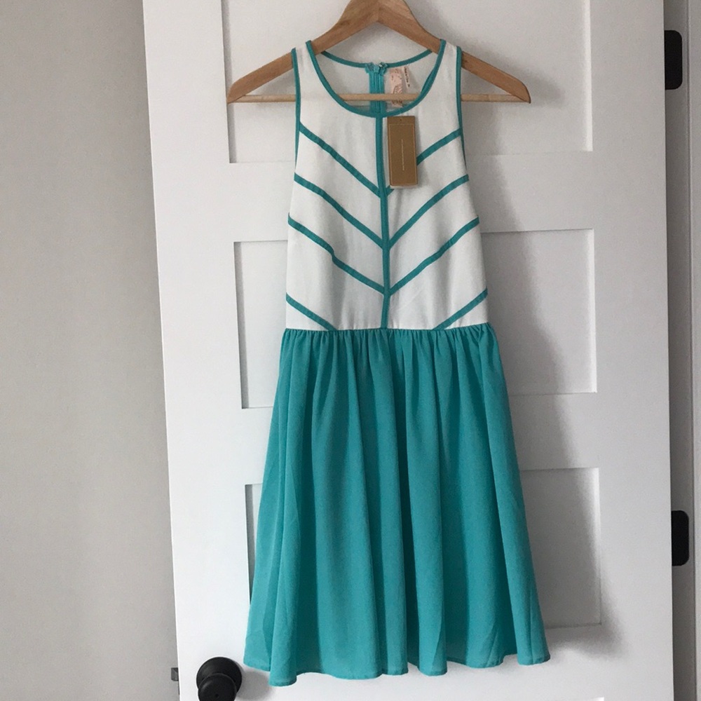 Teal and white dress